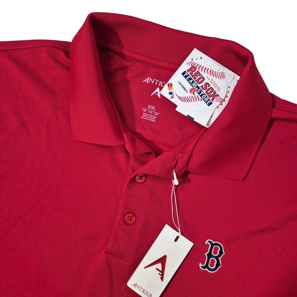 NWT Antigua Boston Red Sox Polo Shirt Men XXL Red Polyester Performance Baseball